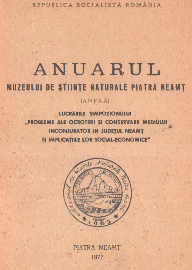 Anuarul muzeului de știinte naturale Piatra Neamț Anexa III 1977